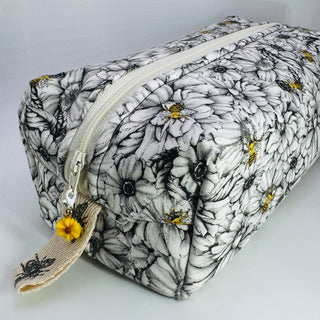 Handmade Cosmetic Bag - B&W floral with bees - RCD|135348