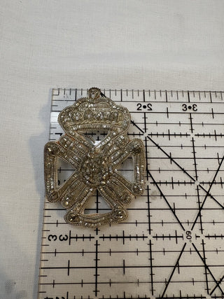Silver Crown and Cross Embroidered Badge RSV|116818