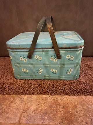 Vintage metal picnic basket