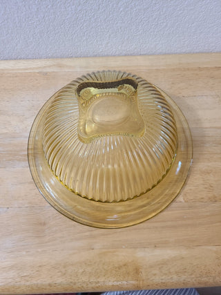 ca. 1930s, Amber Depression Glass Ribbed Mixing Bowl, RCD|93399