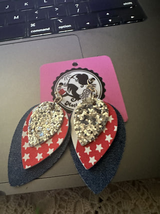 Red, White and Blue sparkle earrings #62 VV MTS|91655