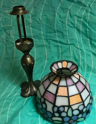 PartyLite Tealight Lamp Hydrangea Tiffany Style Stain Glass Shade Retired #62 VV MTS|90544