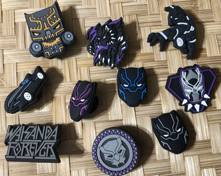 10 Black Panther Croc Charms MTS