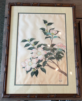 Vintage silk tea oil painting|57248