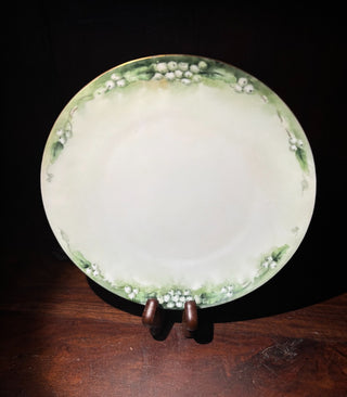 VTG Silesia hand painted green floral porcelain plate NM MTS|115298