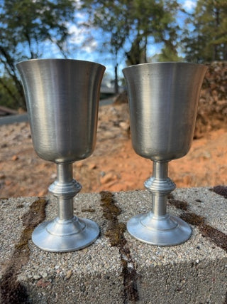 Vintage pair of pewter goblets by International Pewter