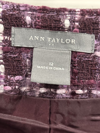 Ann Taylor Purple plaid A-line lined pencil skirt size12|49171