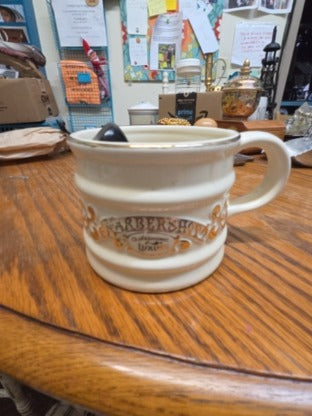 VTG Franklin Toiletry Co Barbershop with Brush Old Fashioned Luxury Shaving Mug Gold Trim