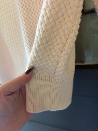 L.L. Bean cream cotton crewneck fisherman sweater Size XL