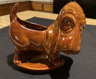 6."x5.5" Vtg Ceramic Basset Hound Planter, USA--SP RCD