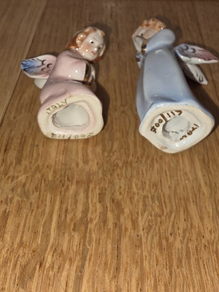 MTS 2x Vtg Italian Pink & Blue Porcelain Angels|129924