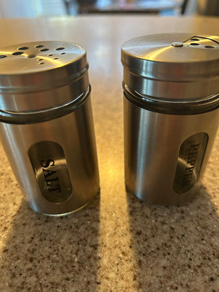 Stainless steel salt and pepper shaker set
