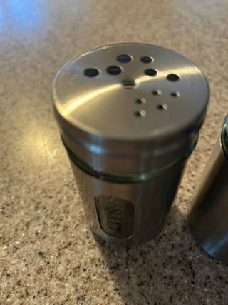 Stainless steel salt and pepper shaker set