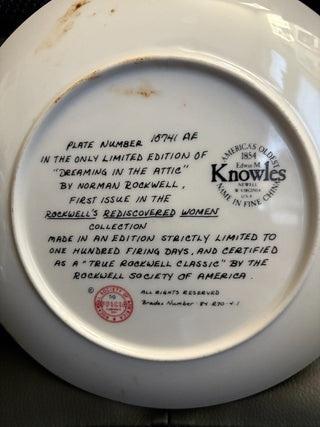 Collector's Plate - Ltd. Ed. "Dreaming in the attic" by Norman Rockwell