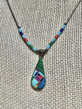 Vintage Southwest Inlay Necklace MTS