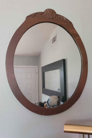 Vtg Wood Shell Framed Mirror RCD *|142906