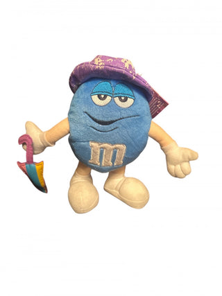 NWT 10" Vintage 2004 Blue M & M Candy plush Stuffed animal galerie purple hat umbrella #47 VV MTS