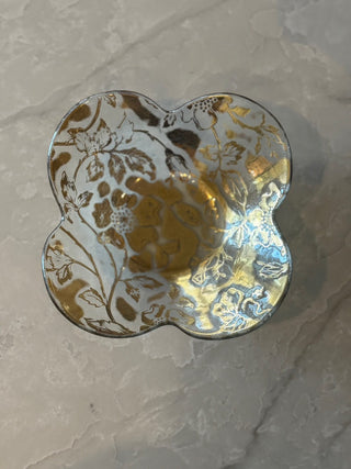 Ruffled Gold Floral Dish