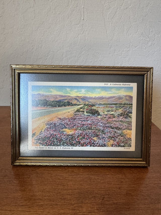 Framed Vtg "A California Highway" Scenic Postcard RCD
