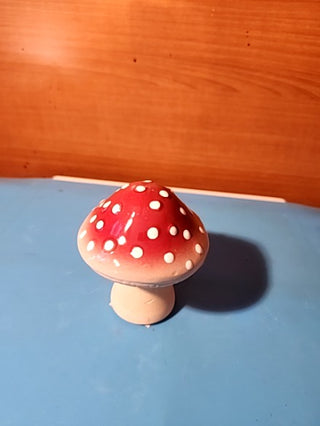 Cute wood and ceramic hand painted mushroom four inchesCute wood and ceramic hand painted mushroom four inches ta
