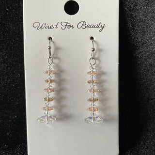 earrings, margarita beads amber & champagne singles RSV