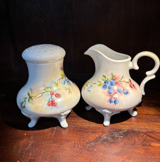 2pc Signed Hand Painted Berry Cream & Sugar NM MTS
