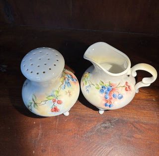 2pc Signed Hand Painted Berry Cream & Sugar NM MTS