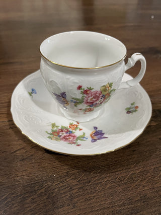 Vintage Thun Bernadotte Purple Flower Tea Cup & Saucer RCD