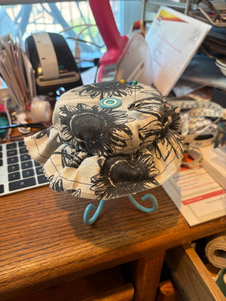 Pin Cushion on decorative teal colored metal stand 5"x5" RCD