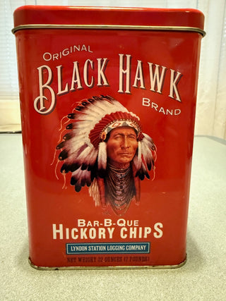 Vintage Black Hawk Bar-B-Que Hickory Chips Tin RSV|89390