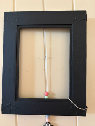 Wood picture frame , black decor on corners  7.5" x 9" RCD|105101