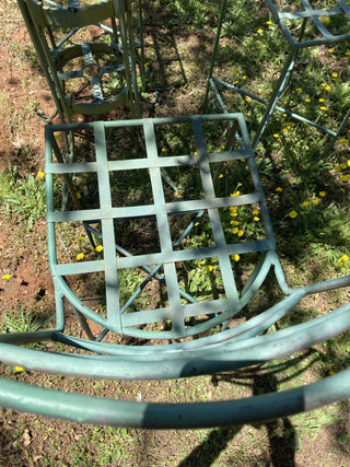 Rustic Green wrought iron table and 3 chairs