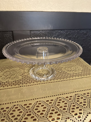 Vintage Candlewick Pedestal Beaded Edge Cake Plate-RCD
