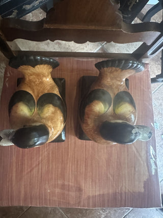 Vintage Italian Mottahedeh 6 1/4 Ceramic Duck Decoy bookends hand painted #47 VV MTS|97521