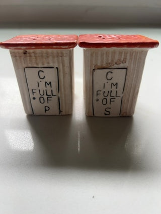 Vintage Outhouse C I'm Full OF S and P Salt & Pepper Shakers Victoria Ceramics