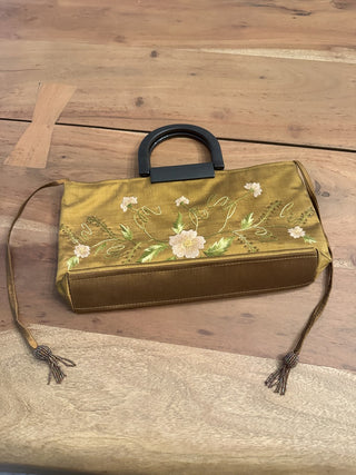 Vintage Silk Embroidered Handbag with Lucite Handles MTS|116197