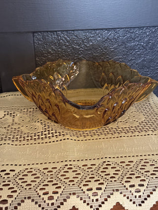 Vintage 1930's Art Deco Stolzie Amber Glass Bowl -RCD