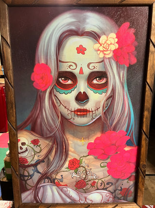 Day of The Dead Large Wood Framed Picture RSV|106305