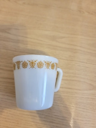 JMD- Pyrex Butterfly Gold Milk Glass Mug