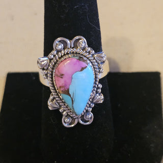 Sterling cotton candy dahlia turquoise size 8 adjusts