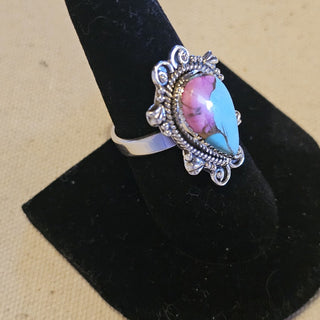 Sterling cotton candy dahlia turquoise size 8 adjusts