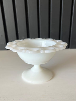Milk glass pedestal bowl RSV