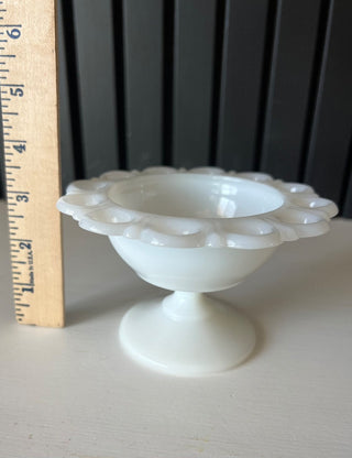 Milk glass pedestal bowl RSV