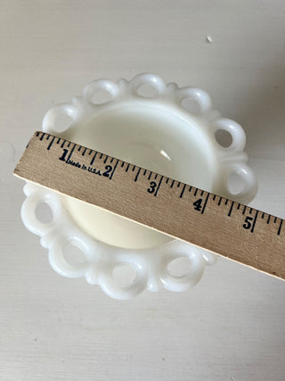 Milk glass pedestal bowl RSV
