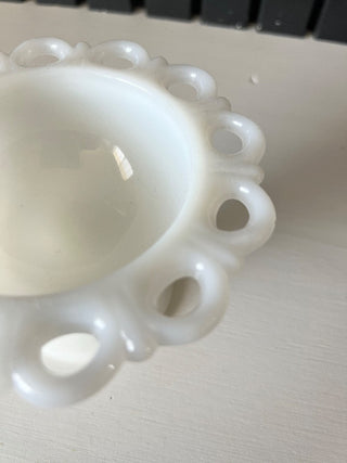 Milk glass pedestal bowl RSV