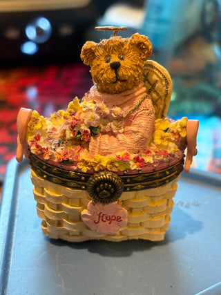 Boyds Bears hinged Horizon of Hope trinket box w/mini bear inside 2"
