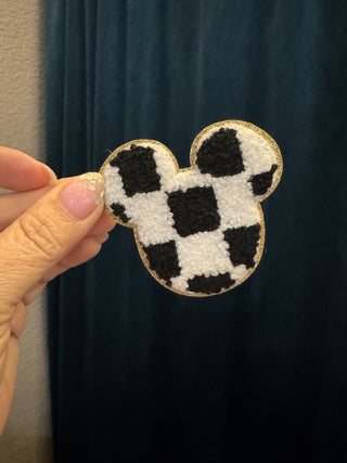 Black & White Checkered Mickey Iron On Patch|48945