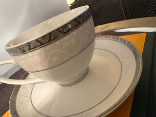 Vintage Teacup/Saucer A- Lema Silver Trim MTS