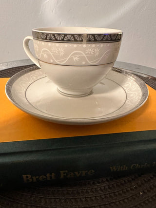 Vintage Teacup/Saucer A- Lema Silver Trim MTS