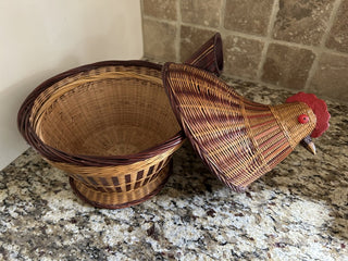Vintage Wicker Chicken Basket with Lid  MTS|95996